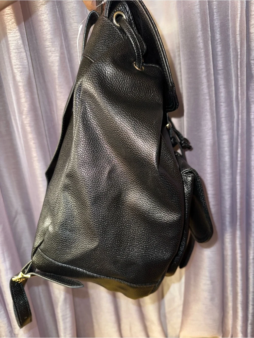 Bella Russo Black Faux Leather Backpack NWT